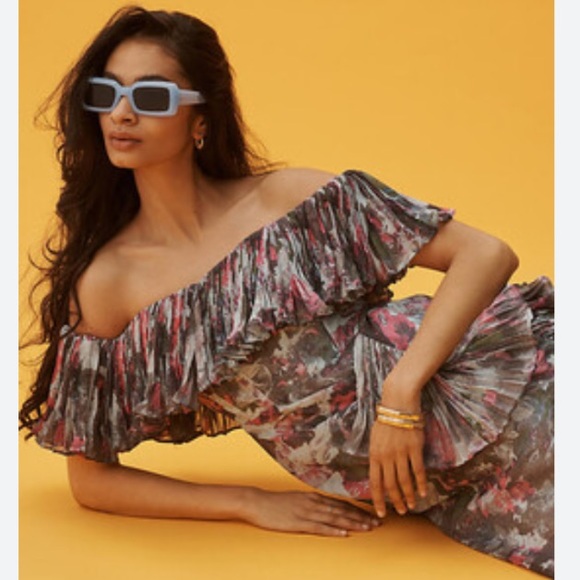 HUTCH OFF-THE-SHOULDER RUFFLED COLUMN DRESS - Picture 2 of 12